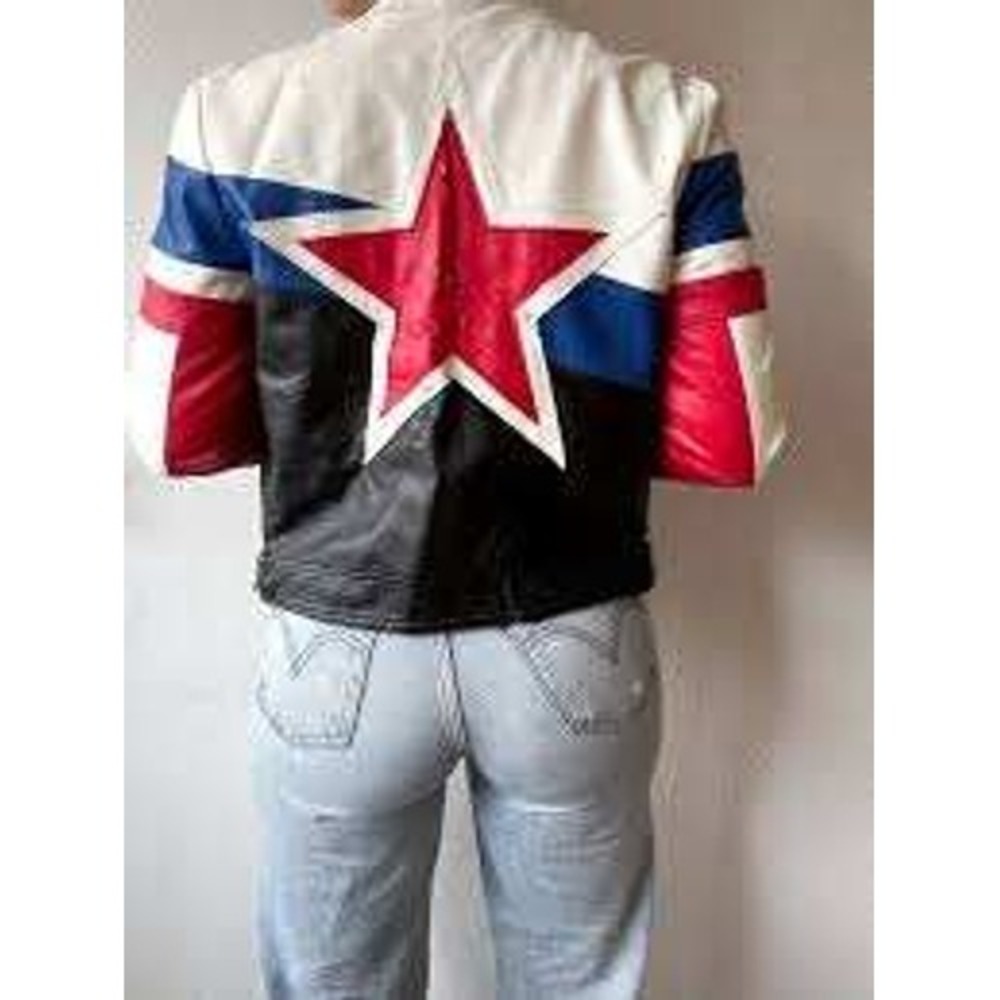 Tommy Jeans Moto Jacket Women S Multicolor Star Colorblock Faux Leather Racer